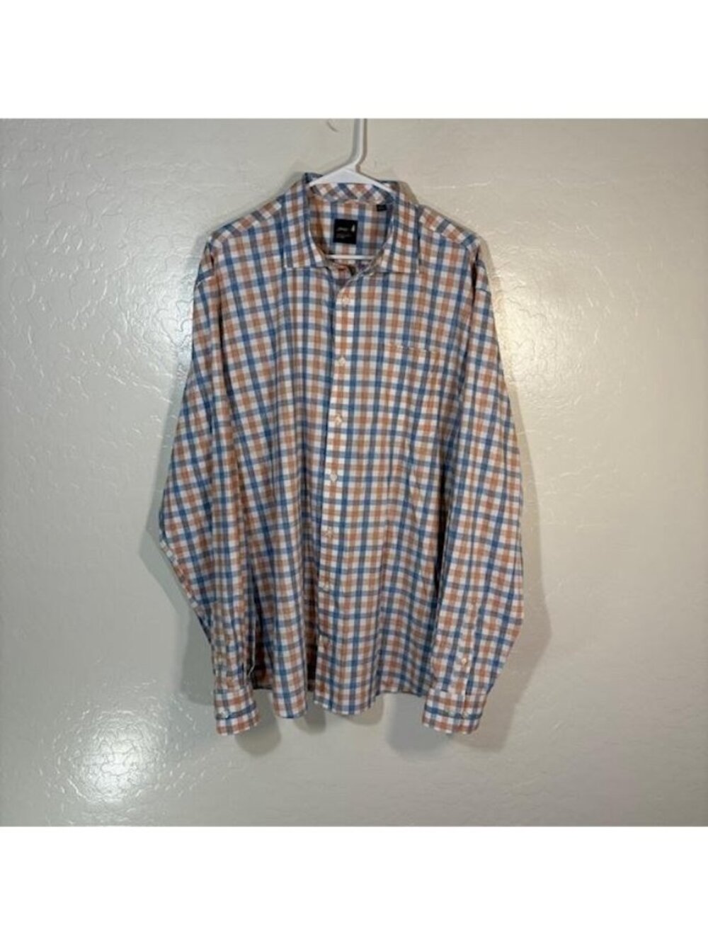 Johnnie-O Performance Shirt Mens 2XL Blue Check Long Sleeve Button Up Stretch